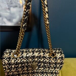 Kurt Geiger Black and Gold Floral Shoulder Bag